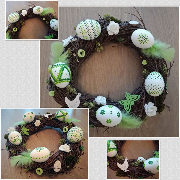 OK 19: wiederverwendbarer Kranz mit sorbischen Ostereiern, 35cm, 20€
