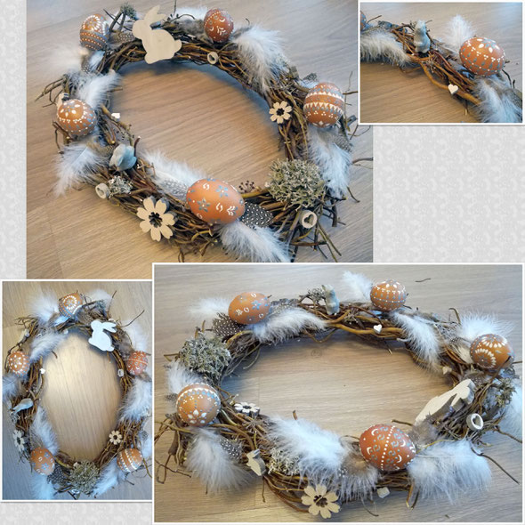 OK 12: wiederverwendbarer ovaler Kranz, mit sorbischen Ostereiern, 40x25cm, 20€
