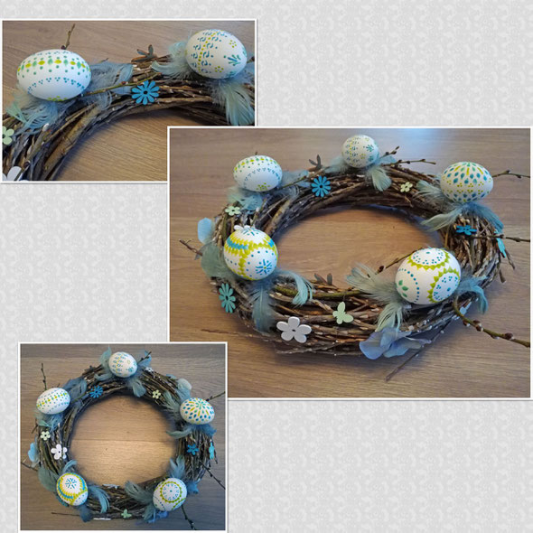 OK 1: wiederverwendbarer Kranz, mit sorbischen Ostereiern, 35cm, 20€