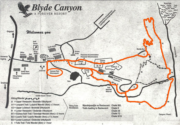 Blyde Canyon, plan des sentiers de randonnée