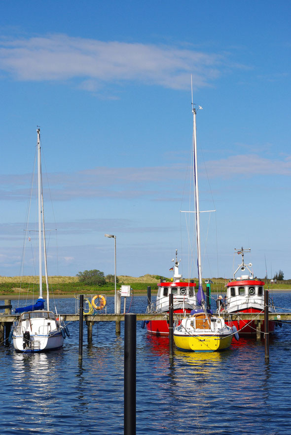 Farbenfrohe Boote im Yachthafen