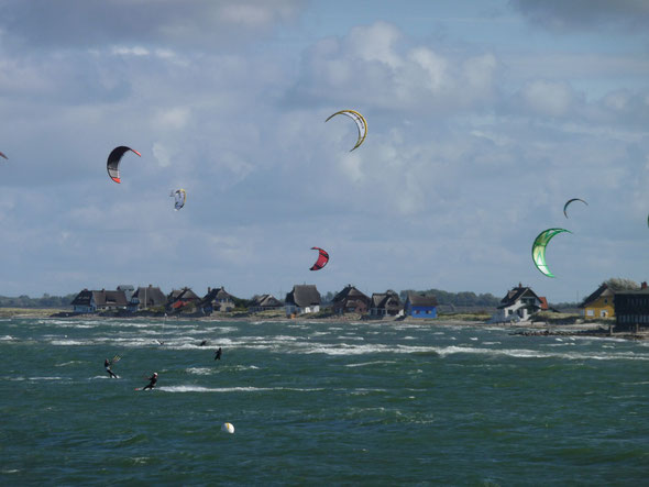 ... heute einmal bei viel Wind und somit viel Spaß für die Kiter