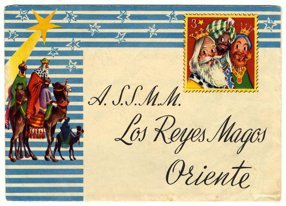 Sobre original típico de; Carta a los Reyes Magos de Oriente en los años 70