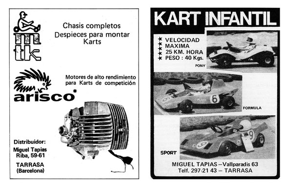 Anuncio de motores de competición y Karts Arisco