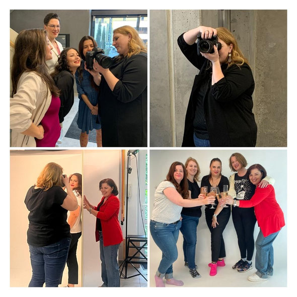 Behind the scenes of a luxury boudoir photo session – photographer Kathrin Newman and stylist Aline Niefnecker working together in the studio