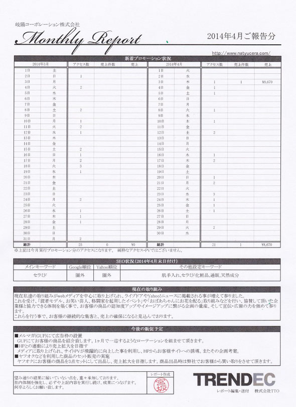 トレンドＥＣ　4月報告書