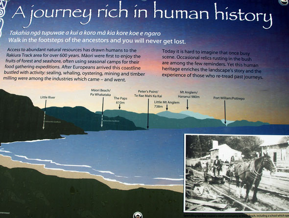 Interpretation signage at the start of the Rakiura Trail from Lee Bay on Stewart Island