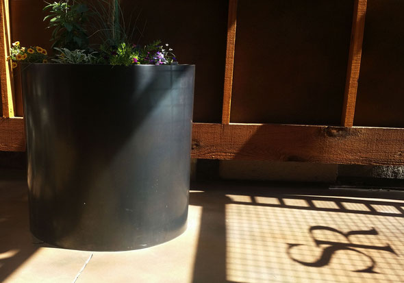 grant irish patinaed stainless steel circular planters