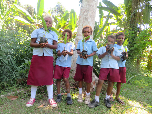 Children a little nervous about their first tree-planting 