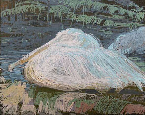 Asta Rode, Zaungast, Acrylstift auf Leinwand, 40x50 cm, 2024
