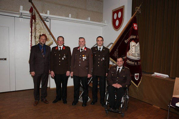 v.l.n.r. BGM Paul Hauser, KDT Franz Auckenthaler, KDT-STV Markus Gschliesser, SF Armin Gschnitzer, KA Bernhard Seehauser