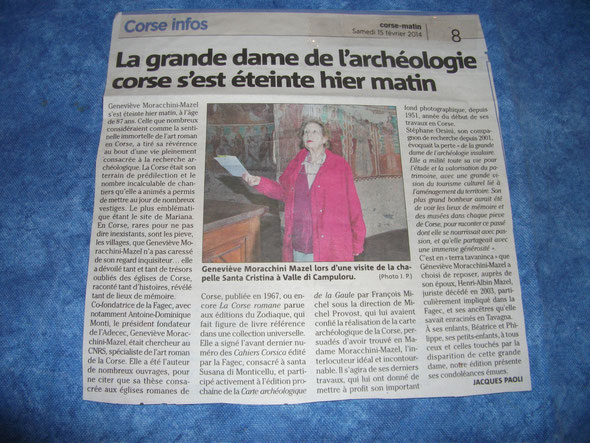 Geneviève Marocchini Mazel ( Corse-Matin)