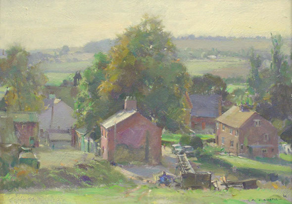 David Jan Curtis ROI RSMA - "Village Farm, Pontefract" oil 10 x 14inches
