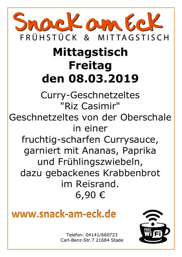 Mittagstisch am Freitag den 08.03.2019
