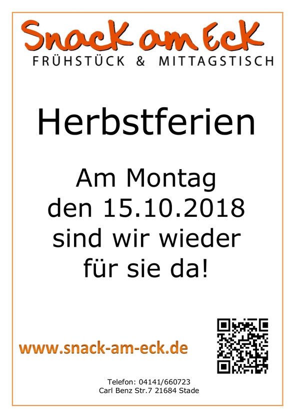 Herbstferien bis 14.10.2018