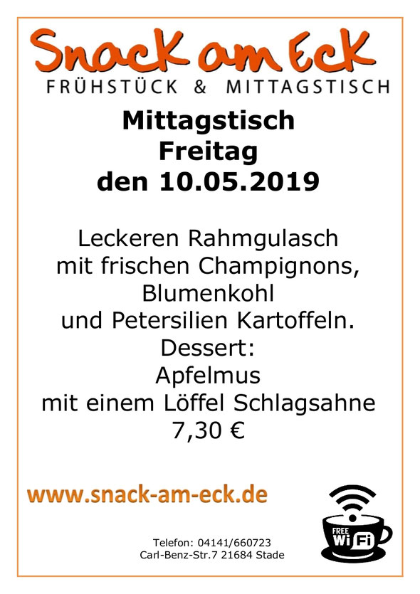 Mittagstisch am Freitag den 10.05.2019: 