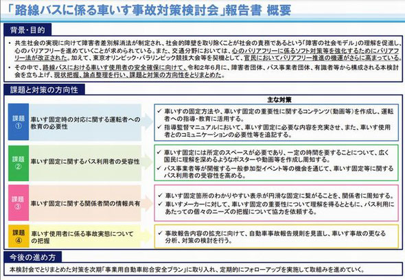 路線バス車内における車いすの事故防止