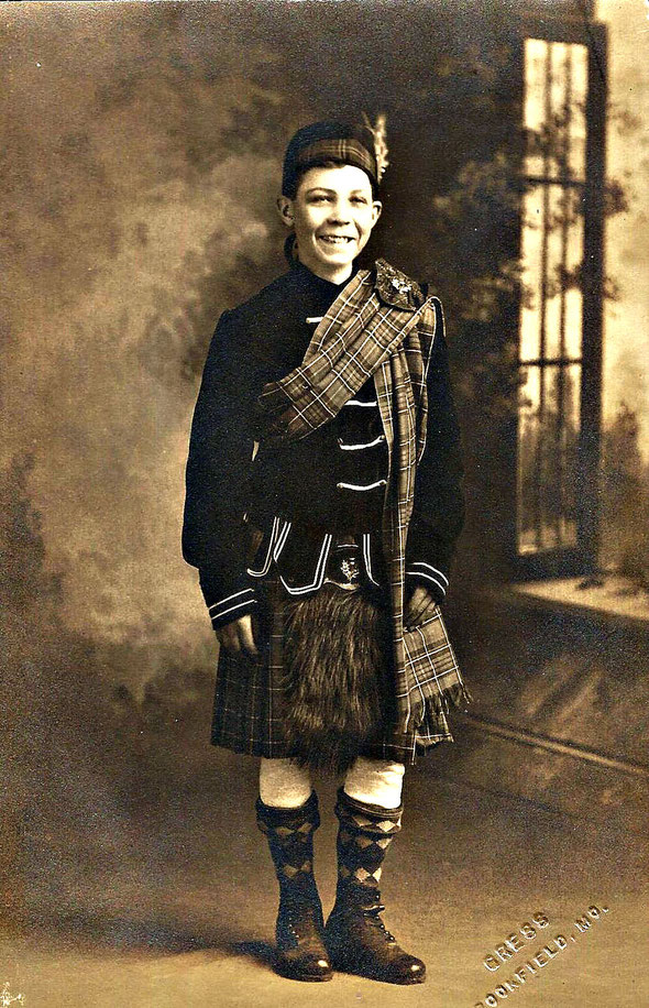 George McNish about 14 years old in traditional Scottish attire