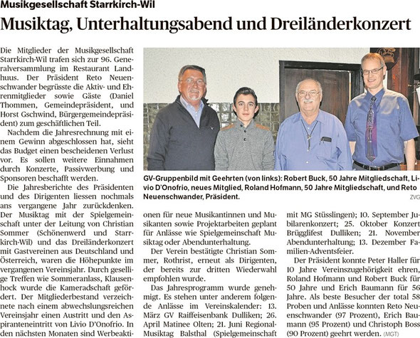 Oltner Tagblatt 12.3.2015