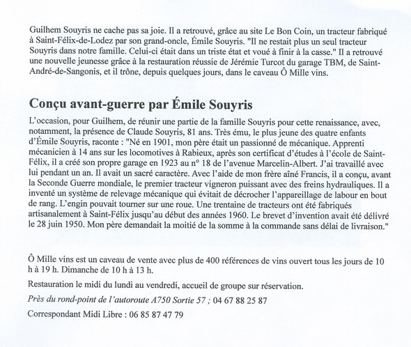 Article paru sur le journal Le Midi Libre le samedi 4 juillet 2020