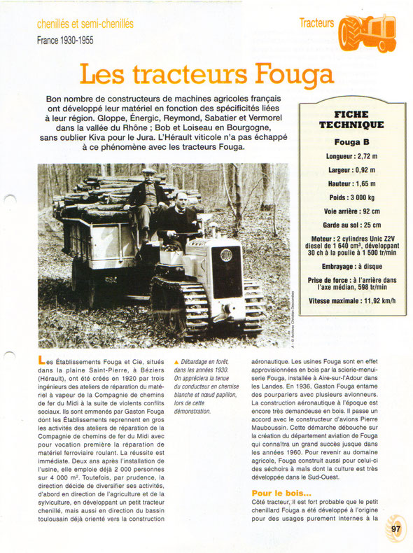 Fiche des Editions Hachette pour la collection "Tracteurs et monde agricole", article et archives de Mr Christian Descombes