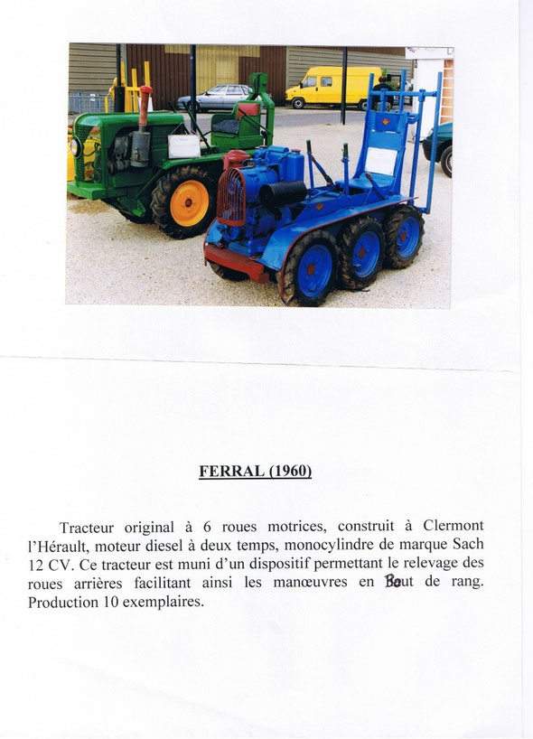 Tracteur Feral aux côtés d'un Rouquier à une exposition de Dionysud de Béziers