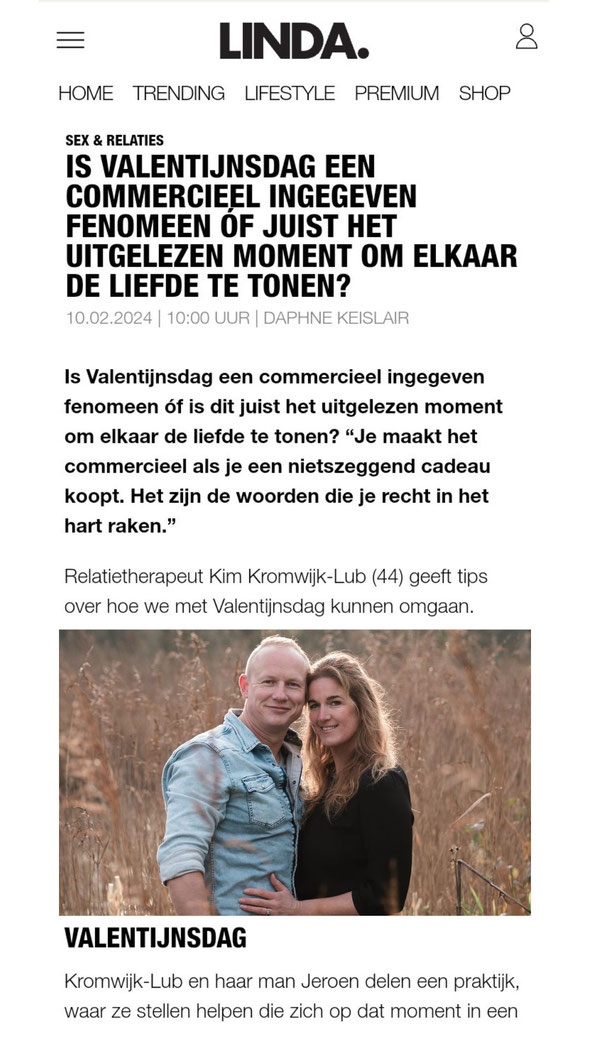 Interview Linda.nl over Valentijn en Date night. Jeroen en Kim Kromwijk-Lub