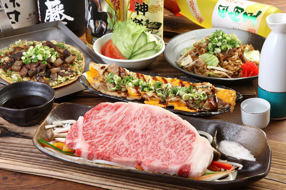神戸牛と神戸名物が一度に味わえるお得なコース!