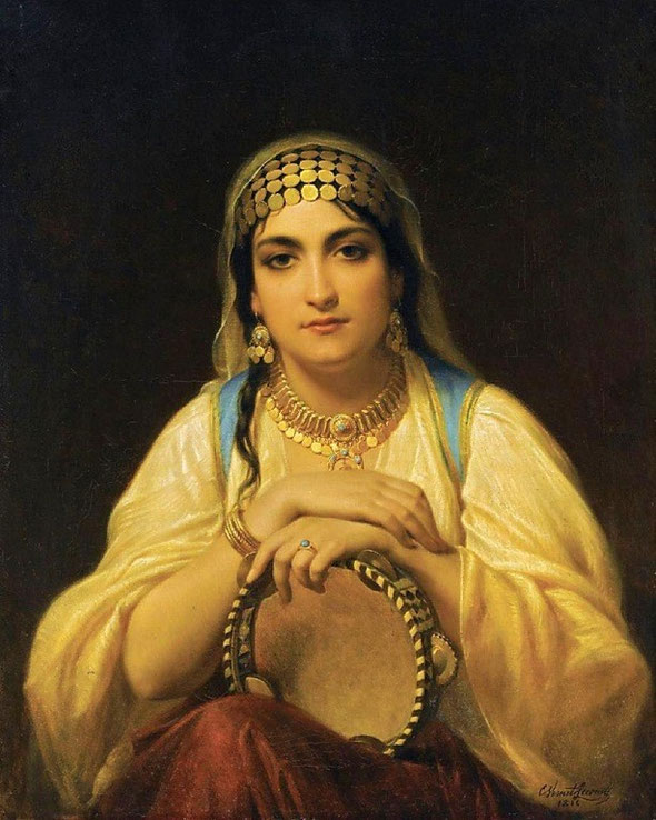 Woman with Tambourine. Emile Vernet-Lecompt 1866