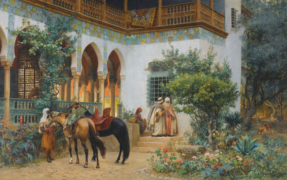 A North African Courtyard. Frederick Arthur Bridgman 1879