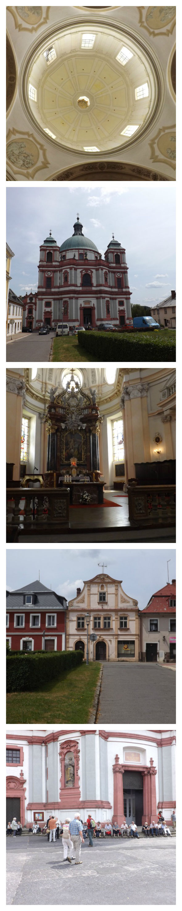 Die Basilika in Deutsch Gabel / Jablonné v Podještědí und der Marktplatz