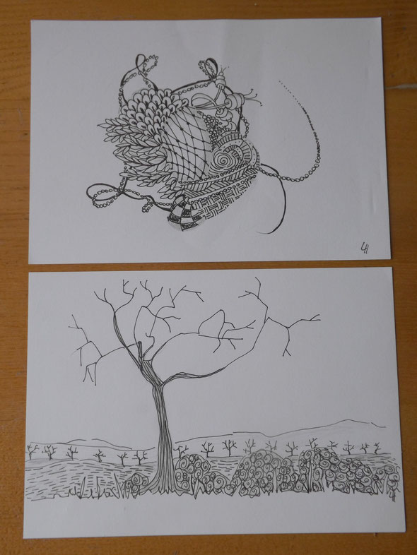 Zentangle und zentangle-inspirierte Landschaften