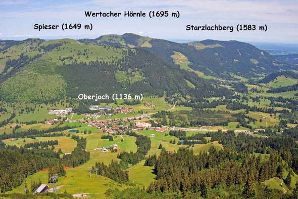 Leider nur ein Sommerbild: die klassischen Einsteigerberge in den Allgäuer allen vom Iseler aus gesehen.