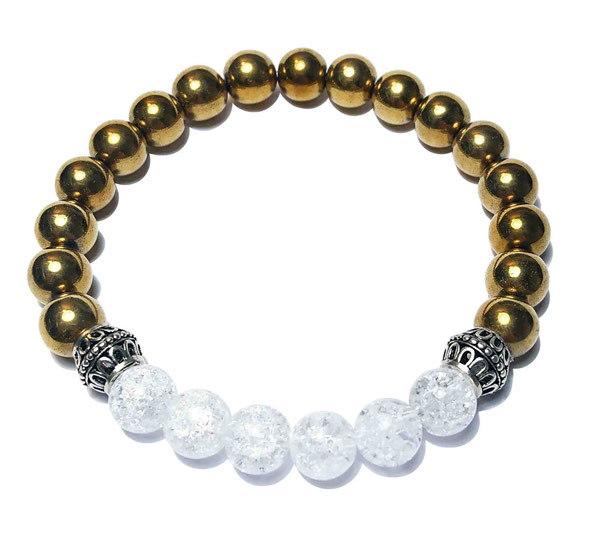 Comet (gold) gemstone beads bracelet with 925 sterling silver made by BeHero