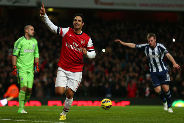 Arteta celebra su segundo gol.