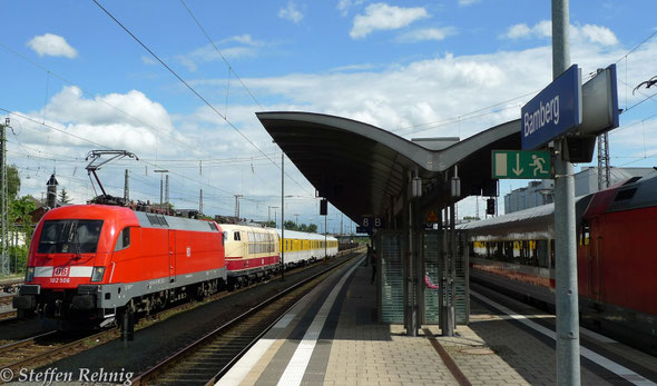 182 506-6 mit 103 222-6 von DB-Systemtechnik mit Messzug in Bamberg (12.5. 2014)