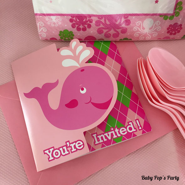 kit baby shower à gagner 8 personnes baleine bleu rose baleno
