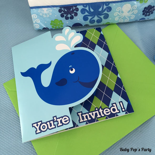 kit baby shower à gagner 8 personnes baleine bleu rose baleno