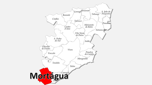Localização do concelho de Mortágua no distrito de Viseu