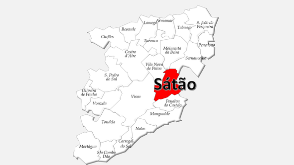 Localização do concelho de Sátão no distrito de Viseu