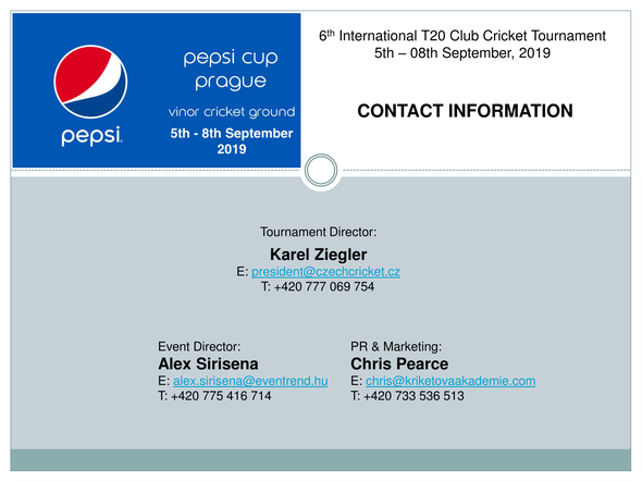 6th Pepsi Cup Prague (5-8.9.2019)