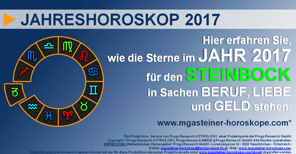 JAHRESHOROSKOP für den STEINBOCK (21. Dezember bis 19. Januar): Beruf. Liebe. Geld.