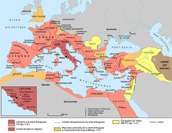 L'Empire d'Auguste à Trajan / Source Larousse sur le net