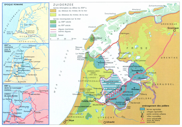 Variation des rivages aux Pays-Bas / source Larousse sur le net
