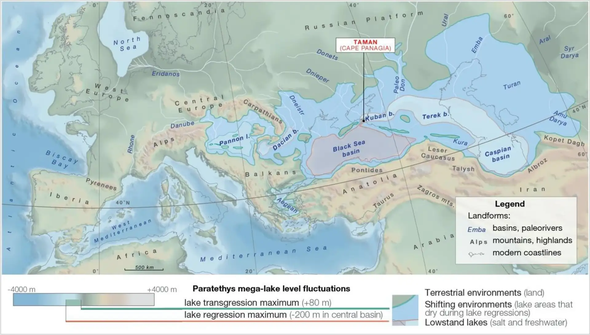 L'Europe il y a 11,6 Ma avec sa mer intérieure dite Paratéthys / carte de Dan Palcu