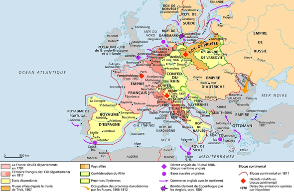 L'Europe sous Napoléon Premier / source Larousse sur le net