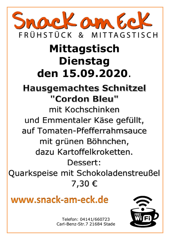 Mittagstisch am Dienstag den 15.09.2020