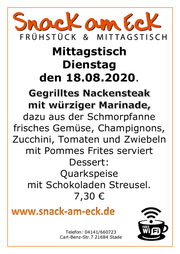 Mittagstisch am Dienstag den 18.08.2020: 