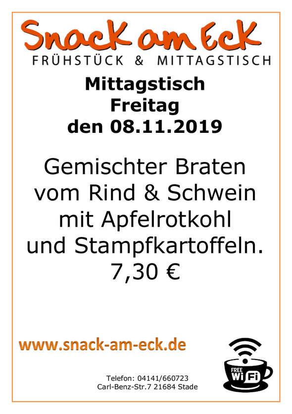 Mittagstisch am Freitag den 08.11.2019: