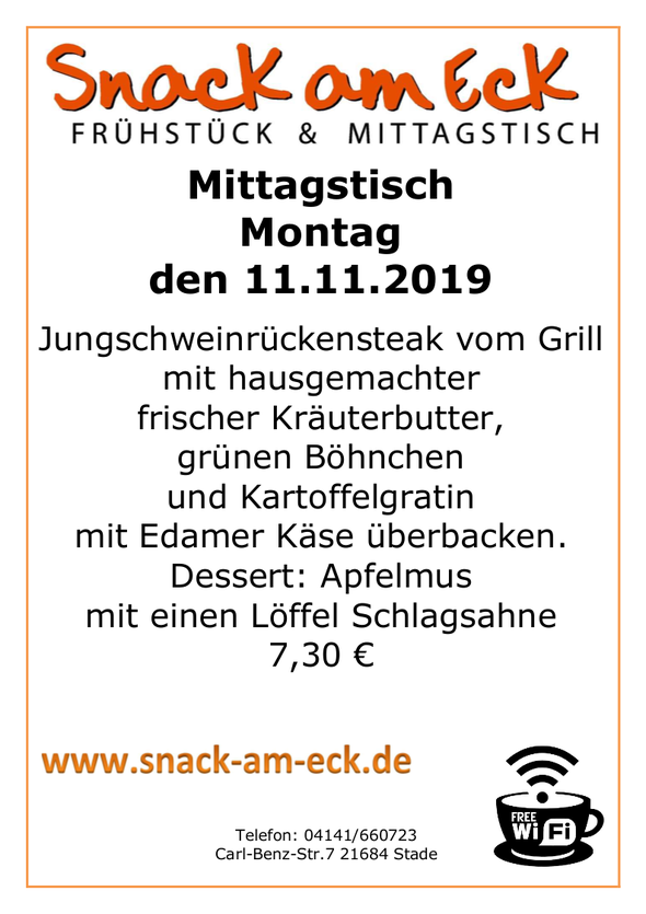 Mittagstisch am Montag den 11.111.2019
